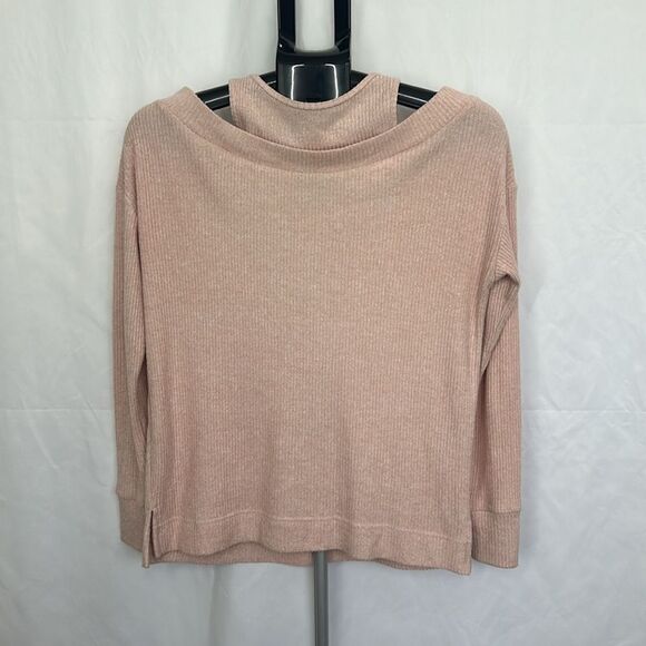 Anthropologie Saturday Sunday Cloud Fleece Cold Shoulder Sweater in Pink XS - Picture 6 of 9